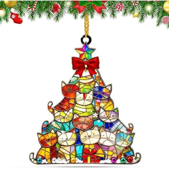 Cat Christmas Ornaments Gift for Cat Lovers & Home Decor Holiday Cat Decor (1pc) - Picture 7 of 7